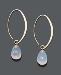 Liven up any look with a bright pop of color. A sweep of 14k gold highlights a faceted chalcedony drop (7-1/5 mm). Approximate drop: 1-1/2 inches. Liven up any look with a bright pop of color. A sweep of 14k gold highlights a faceted chalcedony drop (7-1/5 mm). Approximate drop: 1-1/2 inches.