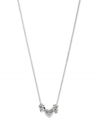 Fossil gets to the heart of the matter with this necklace. Crafted from stainless steel, the chain and heart are accented with clear glass crystal beads for a nice touch. Approximate length: 16 inches + 2-inch extender. Approximate drop: 1/4 inch. Fossil gets to the heart of the matter with this necklace. Crafted from stainless steel, the chain and heart are accented with clear glass crystal beads for a nice touch. Approximate length: 16 inches + 2-inch extender. Approximate drop: 1/4 inch.