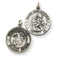 Sterling Silver St.Christopher US Marine Corp Medal Sterling Silver St.Christopher US Marine Corp Medal
