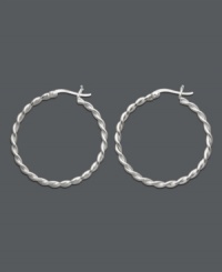Giani Bernini puts a little spin on a style must-have. Earrings feature a traditional hoop design with a chic twist. Crafted in sterling silver. Approximate diameter: 1-1/4 inches.