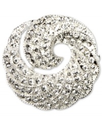 A wave of sophisticated fashion, by Jones New York. This stunning pin is styled in a swirling, wave-inspired design and is embellished with glass accents. Crafted in silver tone mixed metal. Approximate length: 1-3/4 inches. Includes gift box. A wave of sophisticated fashion, by Jones New York. This stunning pin is styled in a swirling, wave-inspired design and is embellished with glass accents. Crafted in silver tone mixed metal. Approximate length: 1-3/4 inches. Includes gift box.