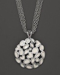 A bold sterling silver and white enamel pendant featuring a cluster of hearts on a triple-chain necklace. From Fifth Season by Roberto Coin. A bold sterling silver and white enamel pendant featuring a cluster of hearts on a triple-chain necklace. From Fifth Season by Roberto Coin.