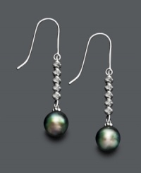 Add lavish style to your look with polish and shine. Earrings feature a cultured Tahitian pearl (8-9 mm) accented by sparkle beads crafted in sterling silver. Approximate drop: 1-1/2 inches.