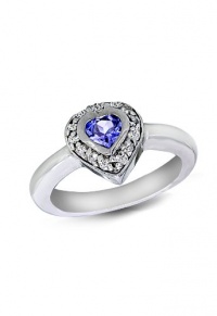 Effy Jewlery 14K White Gold Tanzanite & Diamond Heart Ring, .71 TCW Ring size 7