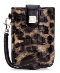 Call of the wild. Stash and carry your go-to gadget with this posh animal print phone case from Anne Klein. Detachable wristlet offers instant versatility, while discrete pockets stow cards, cash and ID. Call of the wild. Stash and carry your go-to gadget with this posh animal print phone case from Anne Klein. Detachable wristlet offers instant versatility, while discrete pockets stow cards, cash and ID.