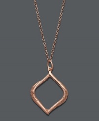 Get on board with the rose gold trend in Studio Silver's subtle, yet stylish, pendant. A cut-out pendant with etched edges shines in an 18k rose gold over sterling silver setting. Approximate length: 18 inches. Approximate drop: 1 inch. Get on board with the rose gold trend in Studio Silver's subtle, yet stylish, pendant. A cut-out pendant with etched edges shines in an 18k rose gold over sterling silver setting. Approximate length: 18 inches. Approximate drop: 1 inch.