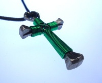 Green Horseshoe Nail Cross Necklace Green Horseshoe Nail Cross Necklace