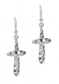 Barse Hammered Silver Cross Earrings