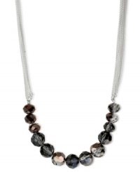 This elegant Kenneth Cole New York necklace features chic clusters of hematite-colored glass cherry beads strung on multi-chains. Crafted in silver tone mixed metal. Approximate length: 16 inches + 3-inch extender. Approximate drop: 3/8 inch. This elegant Kenneth Cole New York necklace features chic clusters of hematite-colored glass cherry beads strung on multi-chains. Crafted in silver tone mixed metal. Approximate length: 16 inches + 3-inch extender. Approximate drop: 3/8 inch.