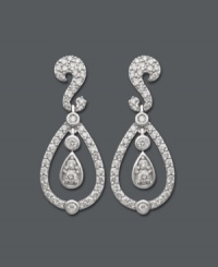 Perfect for a night on the town. Dazzle them with these sparkling teardrop earrings coated with round-cut diamonds (1 ct. t.w.). Crafted in 14k white gold. Approximate drop: 1 inch. Perfect for a night on the town. Dazzle them with these sparkling teardrop earrings coated with round-cut diamonds (1 ct. t.w.). Crafted in 14k white gold. Approximate drop: 1 inch.