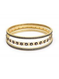 THE LOOKThree banglesTextured designCubic zirconia accentsGold vermeil and black rhodium-plated sterling silver settingTHE MEASUREMENTDiameter, about 2.5ORIGINImported THE LOOKThree banglesTextured designCubic zirconia accentsGold vermeil and black rhodium-plated sterling silver settingTHE MEASUREMENTDiameter, about 2.5ORIGINImported