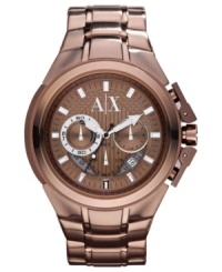 Take a step away from classic silvers and golds with this neutral-hued steel watch from AX Armani Exchange. Take a step away from classic silvers and golds with this neutral-hued steel watch from AX Armani Exchange.