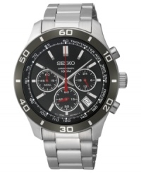 Leave nothing to chance with this accurate chronograph timepiece from Seiko. Leave nothing to chance with this accurate chronograph timepiece from Seiko.