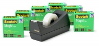 Scotch Magic Tape 6-Roll Value Pack with C38 Black Dispenser, 3/4 x 1000 Inches (810K6C38)