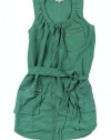 Calvin Klein Women's Sleeveless Drawstring Scoopneck Belted Zip-front Dress (Mojito Green) (Medium)