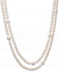 Endless elegance. 72 inches of cultured freshwater pearls (4-10 mm) is enough to turn any ensemble into an masterpiece. Endless elegance. 72 inches of cultured freshwater pearls (4-10 mm) is enough to turn any ensemble into an masterpiece.