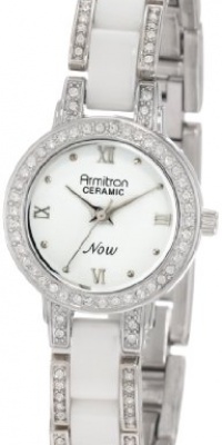 Armitron NOW Women's 753919WTSV Swarovski Crystal Accented Silver-Tone and White Ceramic Watch