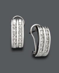 Decorate yourself with diamonds that shine. A timeless gift to last a lifetime in the form of petite hoops dusted with round-cut diamonds (3/8 ct. t.w.). Crafted in 14k white gold. Approximate diameter: 1/2 inch. Decorate yourself with diamonds that shine. A timeless gift to last a lifetime in the form of petite hoops dusted with round-cut diamonds (3/8 ct. t.w.). Crafted in 14k white gold. Approximate diameter: 1/2 inch.