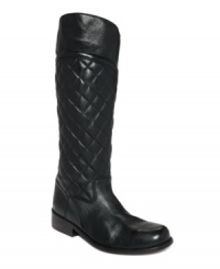 A winterized riding boot. The Reggo boots by Steve Madden feature quilting on their leather shaft for a look that's oh-so-stylish. A winterized riding boot. The Reggo boots by Steve Madden feature quilting on their leather shaft for a look that's oh-so-stylish.