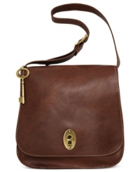 Add an artisanal feel to your accessories arsenal with this classic desiign from Fossil. Sumptuous leather is accented with delicate detail stitching and turnlock closure, for a look that's effortlessly on-trend. Add an artisanal feel to your accessories arsenal with this classic desiign from Fossil. Sumptuous leather is accented with delicate detail stitching and turnlock closure, for a look that's effortlessly on-trend.