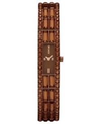 A chocolate-hued watch from DKNY embellished with stunning crystal accents. A chocolate-hued watch from DKNY embellished with stunning crystal accents.