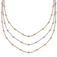 Sterling Silver 3-Strand Stationed Sparkle Chain Necklace in Multi Tone Style Sterling Silver 3-Strand Stationed Sparkle Chain Necklace in Multi Tone Style