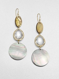 From the Ondine Collection. A graduated, linear design featuring black shell, clear quartz, brown shell and radiant 18k gold. Clear quartzBlack shellBrown shell18k goldDrop, about 2.9Hook backImported From the Ondine Collection. A graduated, linear design featuring black shell, clear quartz, brown shell and radiant 18k gold. Clear quartzBlack shellBrown shell18k goldDrop, about 2.9Hook backImported