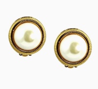 Charter Club Earrings, Gold Tone Metal And Pearl Hypo-Allergenic Clip On Button Earrings Charter Club Earrings, Gold Tone Metal And Pearl Hypo-Allergenic Clip On Button Earrings