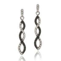 Sterling Silver Black Diamond Accent Infinity Dangle Earrings Sterling Silver Black Diamond Accent Infinity Dangle Earrings