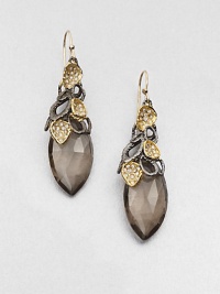 From the Elements Siyabona Collection. A cluster of gunmetal leaves and Swarovski crystal-set goldtone petals holds a faceted teardrop of smokey quartz in these dramatic earrings.Smokey quartzCrystalGoldtone and ruthenium platingLength, about 2.25Ear wireMade in USA From the Elements Siyabona Collection. A cluster of gunmetal leaves and Swarovski crystal-set goldtone petals holds a faceted teardrop of smokey quartz in these dramatic earrings.Smokey quartzCrystalGoldtone and ruthenium platingLength, about 2.25Ear wireMade in USA