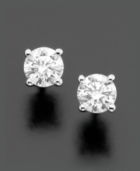 Add a pop of sparkle to any look with these timeless treasures. Stud earrings feature certified, near colorless, round-cut diamonds (1 ct. t.w.) set in polished 14k white gold. Approximate diameter: 5-2/10 mm. Add a pop of sparkle to any look with these timeless treasures. Stud earrings feature certified, near colorless, round-cut diamonds (1 ct. t.w.) set in polished 14k white gold. Approximate diameter: 5-2/10 mm.