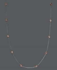 Bring on the shine! EFFY Collection's stunning station necklace features a neat row of round-cut diamonds (3/8 ct. t.w.). Chain and setting crafted in 14k white gold and 14k rose gold. Approximate length: 16 to 18 inches (adjustable). Bring on the shine! EFFY Collection's stunning station necklace features a neat row of round-cut diamonds (3/8 ct. t.w.). Chain and setting crafted in 14k white gold and 14k rose gold. Approximate length: 16 to 18 inches (adjustable).