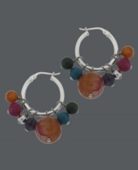 Add a little Brasilian flair to your look with the bold colors of Fire Agate (14 ct. t.w.). Avalonia Road's inspired style features a sterling silver hoop setting. Approximate drop length: 1-3/8 inches. Approximate drop width: 3/4 inch. Add a little Brasilian flair to your look with the bold colors of Fire Agate (14 ct. t.w.). Avalonia Road's inspired style features a sterling silver hoop setting. Approximate drop length: 1-3/8 inches. Approximate drop width: 3/4 inch.