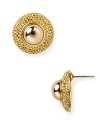 Tap into this season's '60's movement with Trina Turk's vintage-inspired gems. Wear these delicate button earrings to complement bouffant silhouettes.