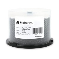 Verbatim Digital Vinyl CD-R 700MB White Inkjet Printable 50pk Spindle (94550) Verbatim Digital Vinyl CD-R 700MB White Inkjet Printable 50pk Spindle (94550)