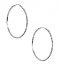 G by GUESS Oversized Rhinestone Hoops, SILVER