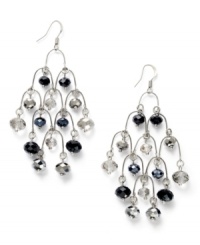 A multicolored crystalline chandelier. These sparkling earrings from c.A.K.e by Ali Khan are hematite-plated and feature faceted glass jet rondelles. Approximate drop: 3 inches.