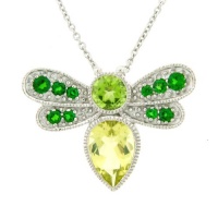 Meredith Leigh Sterling Silver Multi-gemstone Dragonfly Necklace Meredith Leigh Sterling Silver Multi-gemstone Dragonfly Necklace