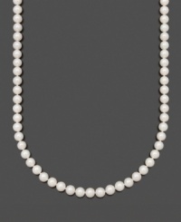 A chic strand of extra glamour. Put on the finishing touches with Belle de Mer's beautiful A+ Akoya cultured pearls (8-8-1/2 mm) set in 14k gold. Approximate length: 20 inches. A chic strand of extra glamour. Put on the finishing touches with Belle de Mer's beautiful A+ Akoya cultured pearls (8-8-1/2 mm) set in 14k gold. Approximate length: 20 inches.