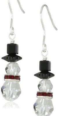 Sterling Silver Swarovski Crystallized Elements Snowman French Wire Earrings Sterling Silver Swarovski Crystallized Elements Snowman French Wire Earrings