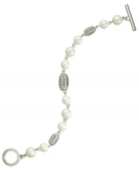 Classic chic. Lauren by Ralph Lauren's Town & Country bracelet is crafted from silver-tone mixed metal with simulated pearls and glass pave beads adding a refined look. Approximate length: 7-1/2 inches. Classic chic. Lauren by Ralph Lauren's Town & Country bracelet is crafted from silver-tone mixed metal with simulated pearls and glass pave beads adding a refined look. Approximate length: 7-1/2 inches.