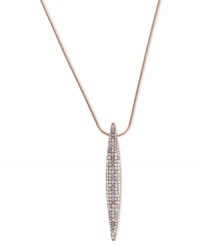 A sharp look from Vince Camuto. This linear pendant is crafted from rose gold-tone mixed metal with crystal pave accents providing a sparkling touch. Approximate length: 28 inches. Approximate drop: 3 inches.