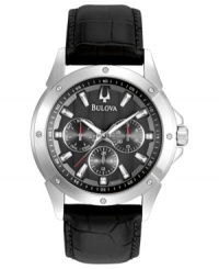 Luxurious leather and structured steel blend with the multi-functional tech on this Bulova watch. Luxurious leather and structured steel blend with the multi-functional tech on this Bulova watch.