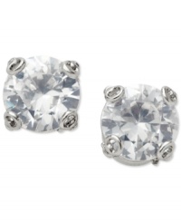 Lock up your new look. These stud earrings from Fossil showcase unique key shaped prongs that cradle a sparkling, round-cut cubic zirconia stone. Crafted in silver tone mixed metal. Approximate drop: 3/8 inch. Lock up your new look. These stud earrings from Fossil showcase unique key shaped prongs that cradle a sparkling, round-cut cubic zirconia stone. Crafted in silver tone mixed metal. Approximate drop: 3/8 inch.