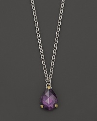 Detailed in 18K yellow gold, this Judith Ripka pear stone necklace frames a faceted purple crystal.