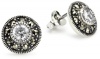 Judith Jack Sterling Silver Cubic Zirconia with Marcasite Pave Stud Earrings