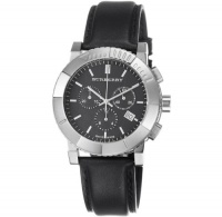 Burberry Men's BU2306 Round Chrono Black Dial Black Leather Strap Watch Burberry Men's BU2306 Round Chrono Black Dial Black Leather Strap Watch