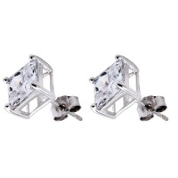 Pure .925 Sterling Silver Princess Cut Stud Earrings 5 Mm. Each Stone 1.5 Carats Total Weight Comes in a Gift Box & Special Pouch Pure .925 Sterling Silver Princess Cut Stud Earrings 5 Mm. Each Stone 1.5 Carats Total Weight Comes in a Gift Box & Special Pouch