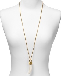 Trina Turk's horn pendant necklace is a totemic take on accessorizing. Layered among your favorite strands, it hints at your wild side. Trina Turk's horn pendant necklace is a totemic take on accessorizing. Layered among your favorite strands, it hints at your wild side.