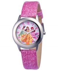 Feel like royalty in this Disney princesses watch, With a glittering strap, the dial flaunts glitzy accents. Feel like royalty in this Disney princesses watch, With a glittering strap, the dial flaunts glitzy accents.
